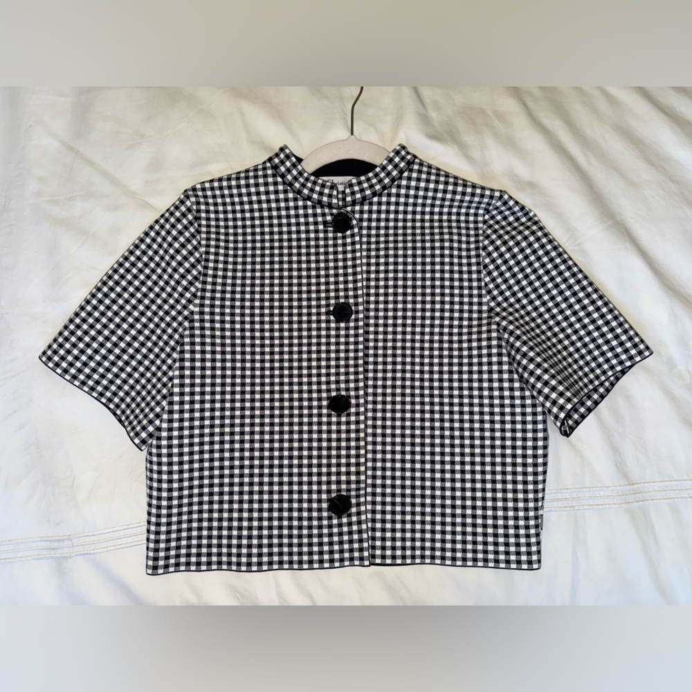 Cropped Jacket Gray and Black Check'n'Dior Knit | DIOR - Picture 4 of 11
